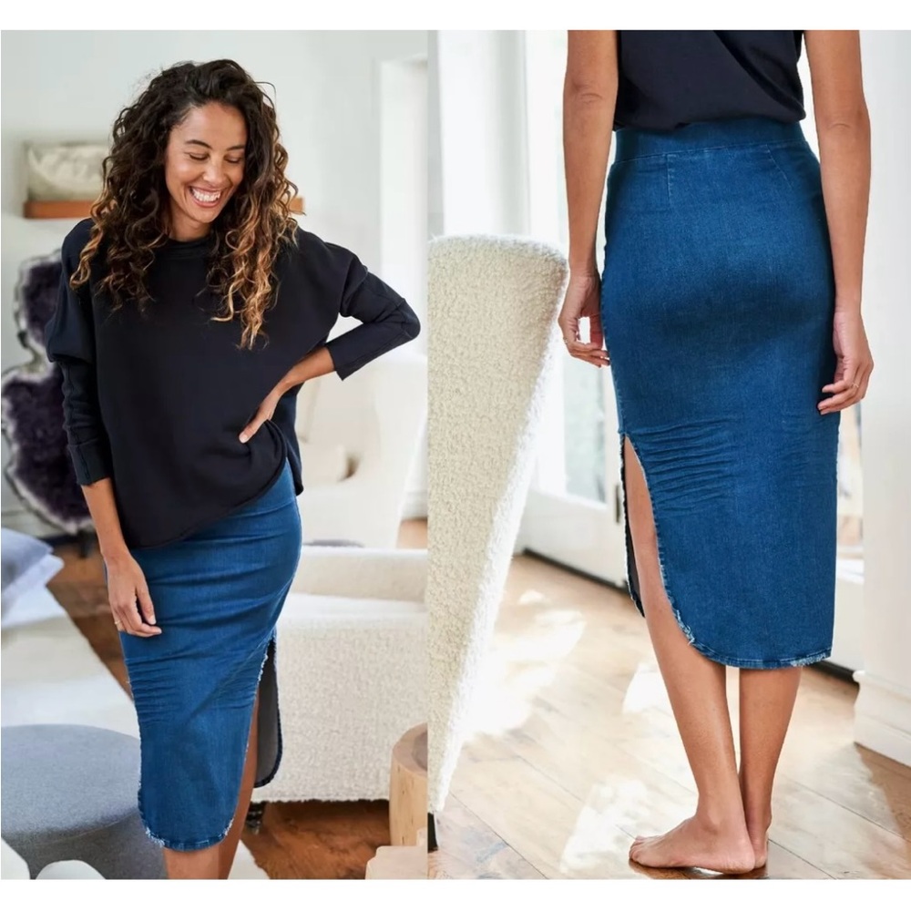 Frank & Eileen Donegal Unforgettable Skirt in Med Wash Denim, size 0, like new